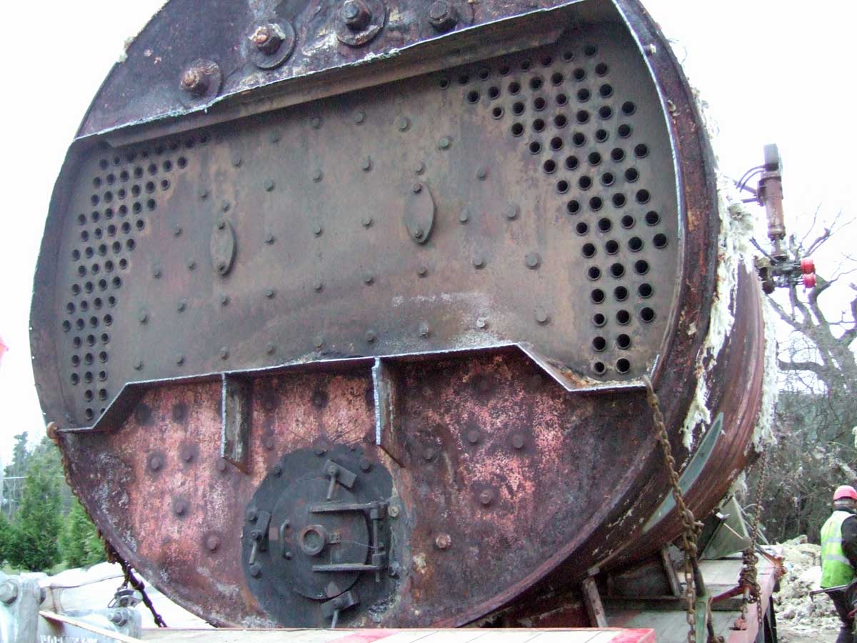 Old industrial boiler ready for transportation and dismantling